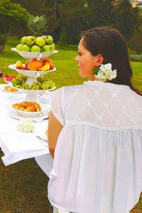 Roupa de noite de algodón branco para mulleres Caroline