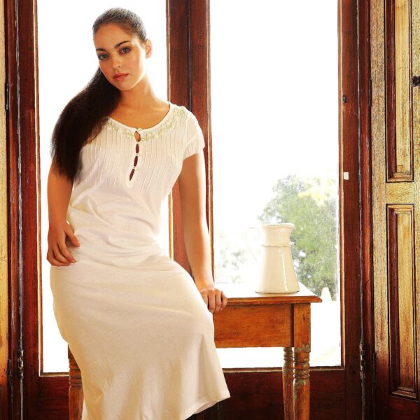 Fine woolen nightgown with cap sleeves