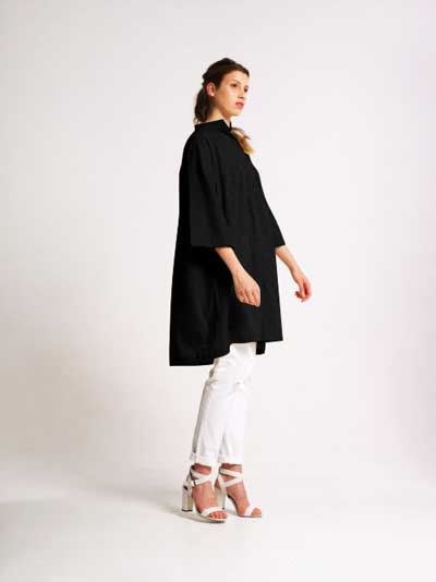 Lovely Long Shirt in black Linen/Cotton