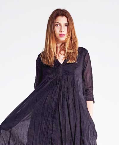 Cassandra dress in black Linen/Cotton